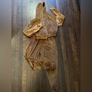 SKIMS Brown Velour Hooded Jumpsuit